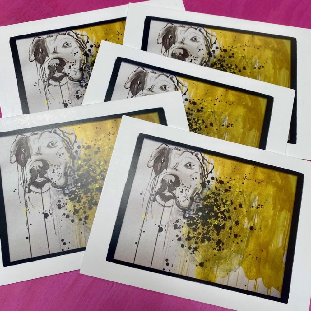 5 Dog Portrait Greeting Cards, Any Occasion Dog Lover Blank Gift Card Set of 5